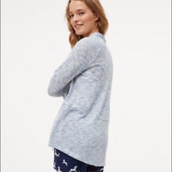 NWT Loft Light Blue Spacedye Open Cardigan Sweater - Picture 2 of 8